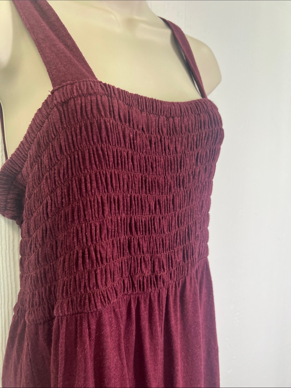 Free People - Beach Homecoming Burgundy Smocked Bodice Wide Leg Jumpsuit Small - Picture 4 of 11